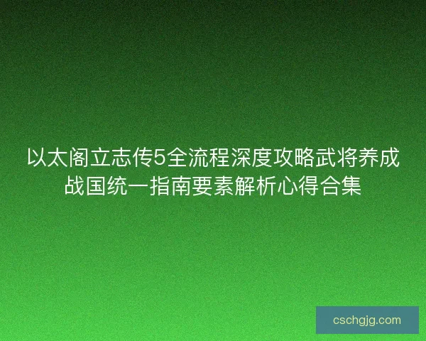 以太阁立志传5全流程深度攻略武将养成战国统一指南要素解析心得合集